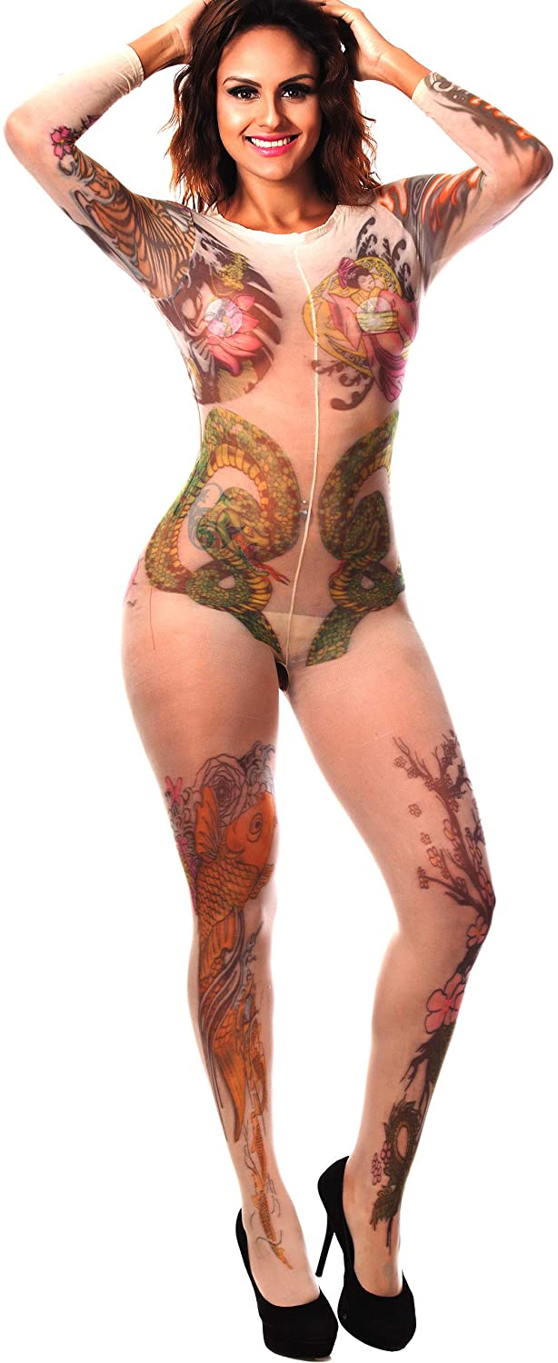 Price:$6.98 victory of cupid Womens Flesh-Colored Body Painting Siamese Tight Stockings Tights Bodystocking: Clothing, Shoes & Jewelry