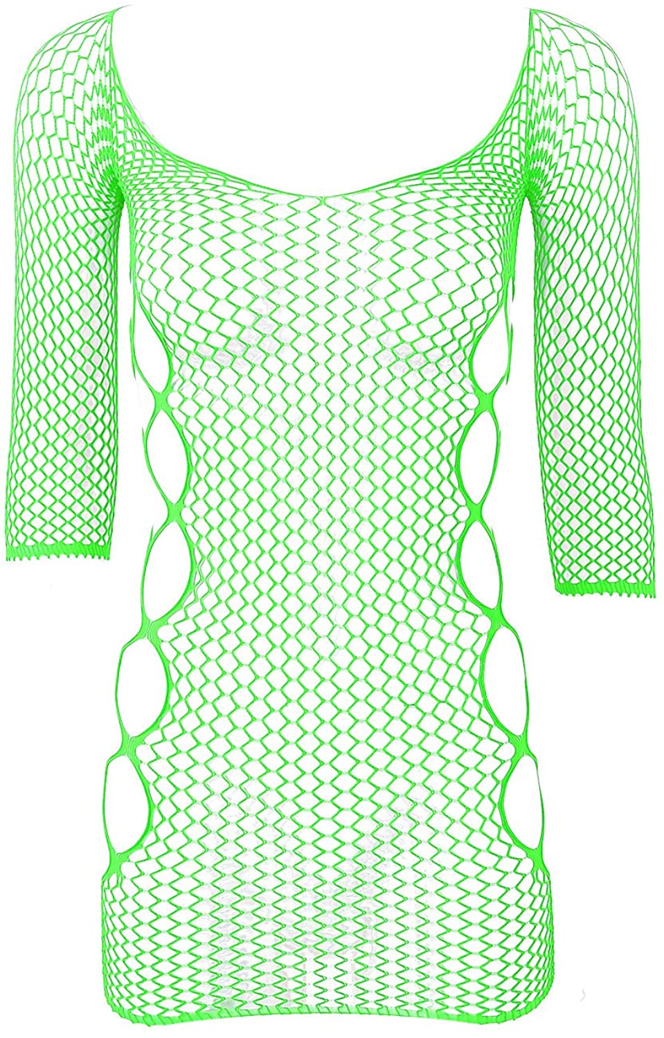 Price:$7.94 Women's Hollow Out Fishnet Bodystocking Mini Dress Half Sleeves Sexy Babydoll Chemise Lingerie Bright Green One Size: Clothing, Shoes & Jewelry