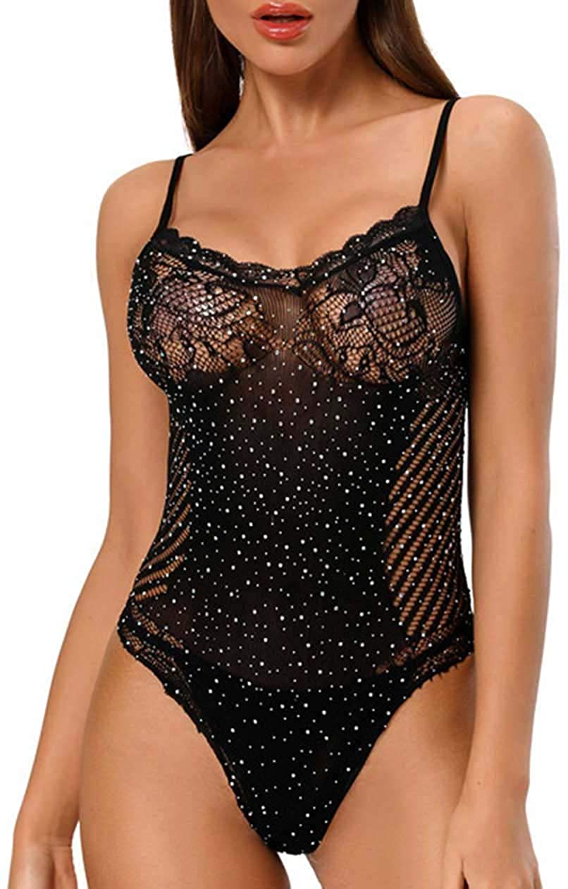 Price:$10.99 Womens Halter Fishnet Lingerie Floral Crotchless Bodysuit Suspender Bodystocking at Amazon Women’s Clothing store