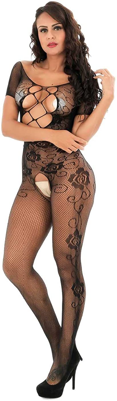 Price:$9.66 Fishnet Women's Outfit Lingerie Black Floral Teddy Bodysuit Babydoll Mesh Hole Chemise Bodystocking Nightwear: Clothing, Shoes & Jewelry