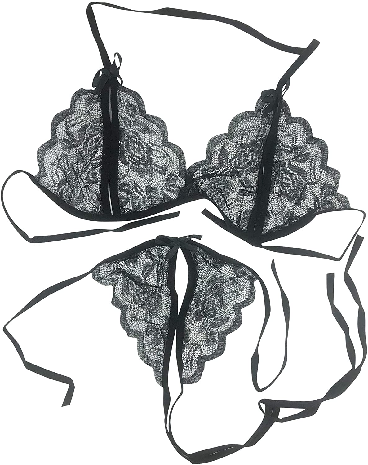 Price:$9.98 Lingerie Set HUAI CHAO Sexy Bra G-string Micro Thong Underwear Open Nipple Lace Bralette : Clothing, Shoes & Jewelry