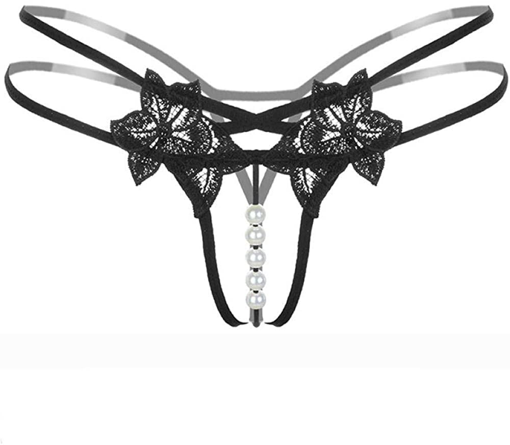 Price:$3.99 Briefs ，Women's lace panties, sexy pearl stretch thongs, comfortable ladies bikini underwear-black_L : Clothing, Shoes & Jewelry