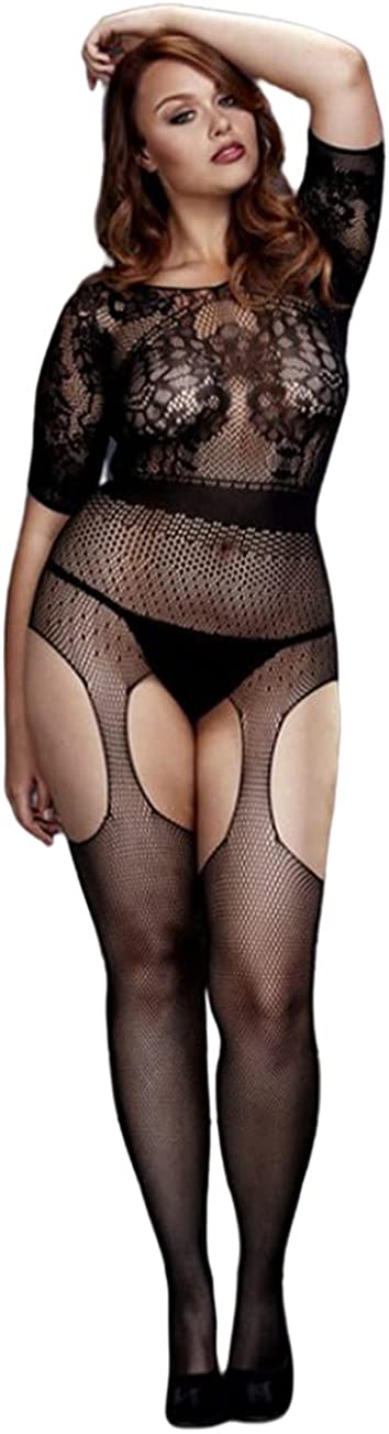 Price:$16.99 Dolcetto Lace Women Lingerie Mesh Fishnet Bodystockings One Piece Plus Size Bodysuit Black: Clothing, Shoes & Jewelry