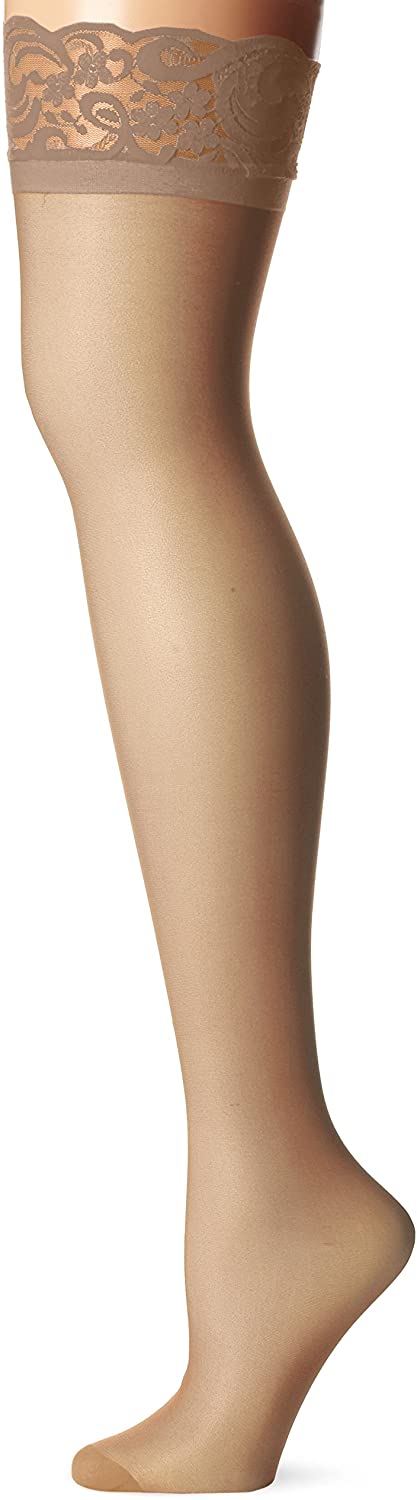 Price:$10.99 Women's Sheer Thigh Highs with Lace Top, Nude, One Size: Clothing, Shoes & Jewelry