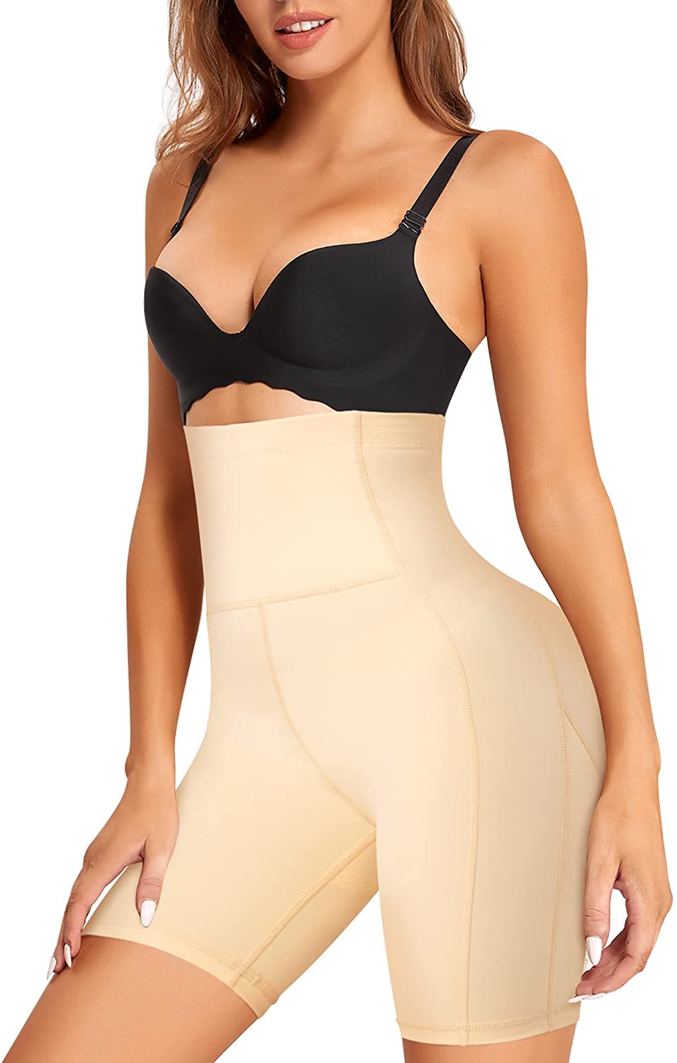 Price:$21.99 Women Waist Trainer Shapewear High Waist Tummy Control Butt Lifter Panty Thigh Slimmer at Amazon Women’s Clothing store