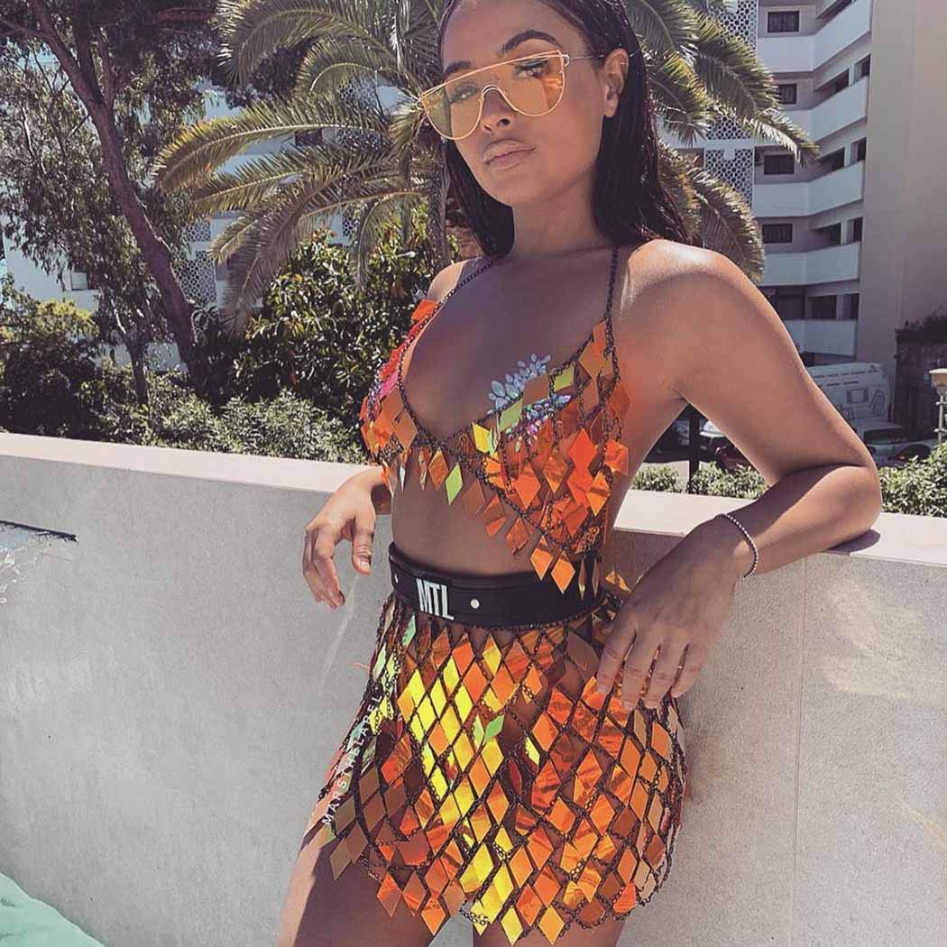 Price:$49.88 Sequin Body Chain Set Sequin Skirt Set Bikini Top Body Accessories Jewelry for Women and Girls : Clothing, Shoes & Jewelry
