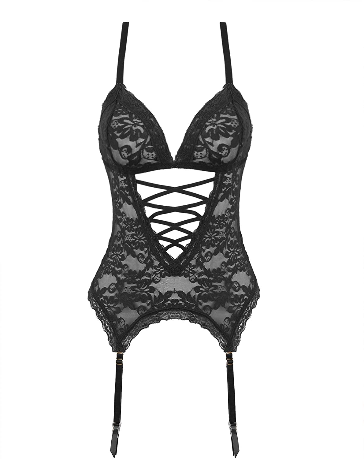 Price:$16.99 Womens Sexy 3 Piece Lace Lingerie Set with Garter Belt: Clothing, Shoes & Jewelry
