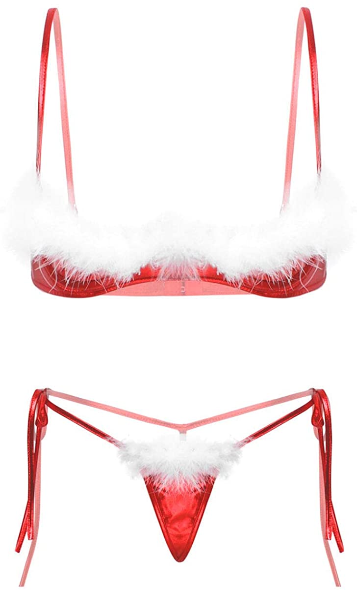 Price:$6.99 Women's Sexy Lingerie Wet Look Underwired Bra Top Teddy G-String Christmas Underwear: Clothing, Shoes & Jewelry