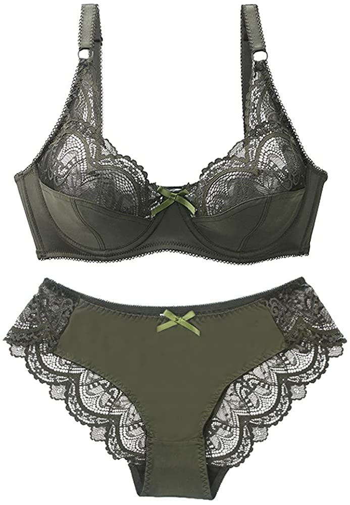 Price:$12.87 Women's Sexy Lace Bra and Panty Set Underwire Thin Transparent Lingerie Set at Amazon Women’s Clothing store