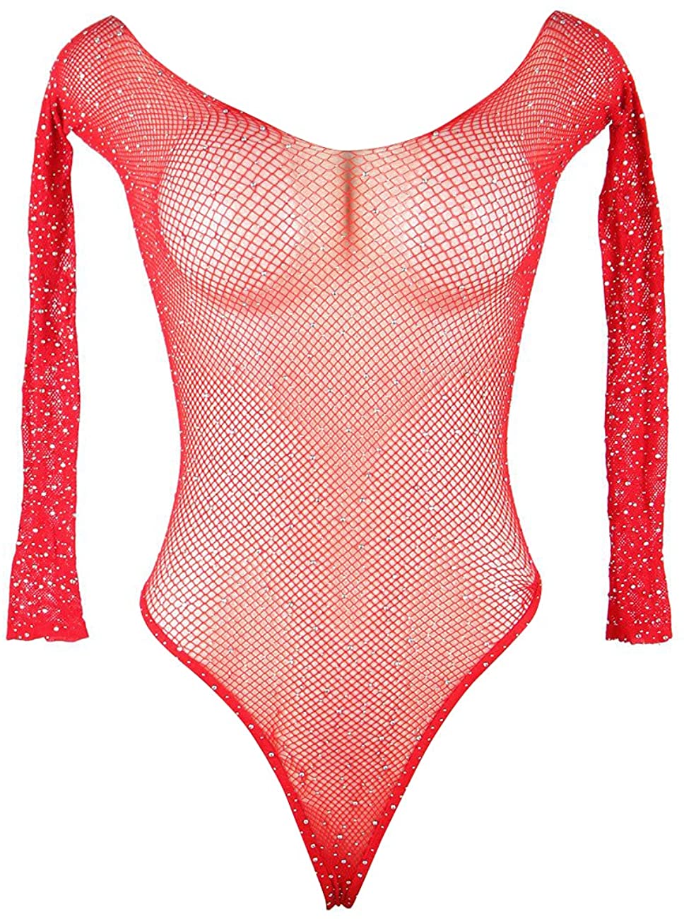 Price:$10.00 Nell 10U92 Long Sleeve Fishnet Off The Shoulder Bodysuit | Perfect for Valentine Day & Wedding Night at Amazon Women’s Clothing store