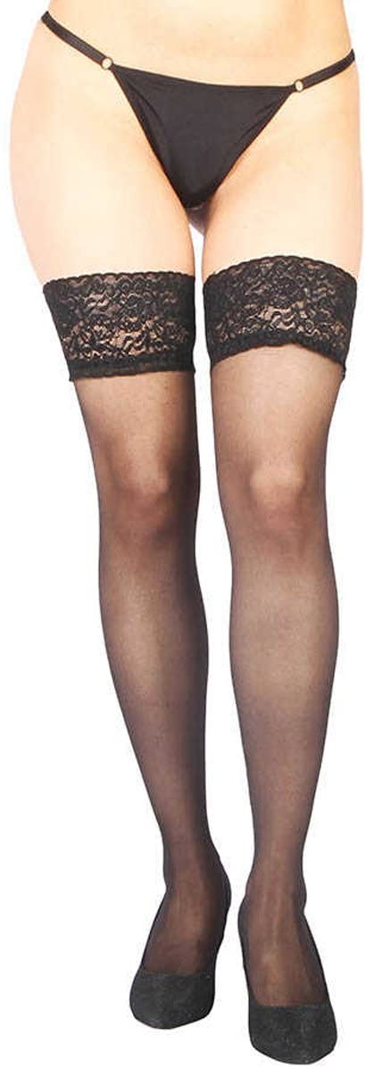 Price:$6.50 Thigh Highs with Lace Women's Nightwear, Black, 88 Gram : Clothing, Shoes & Jewelry