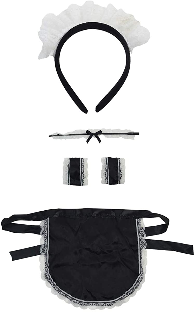 Price:$11.48 Gurus 5pc French Maid Outfit Sexy Lingerie Headband Lace Cosplay Set Black: Clothing, Shoes & Jewelry