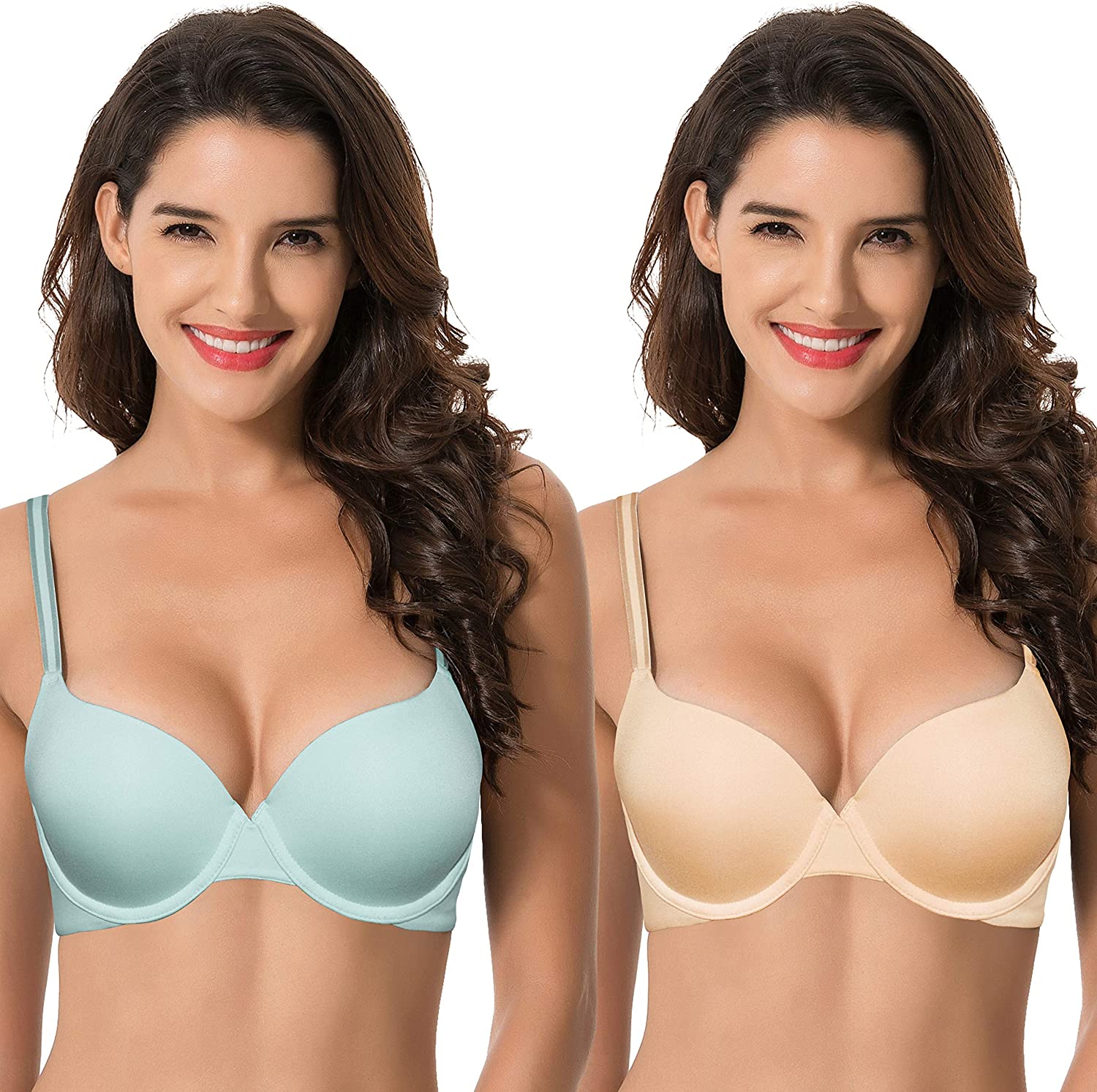 Price:$25.88 Muse Women's Light Lift Add 1 Cup Push Up Underwire Convertible Tshirt Bra at Amazon Women’s Clothing store
