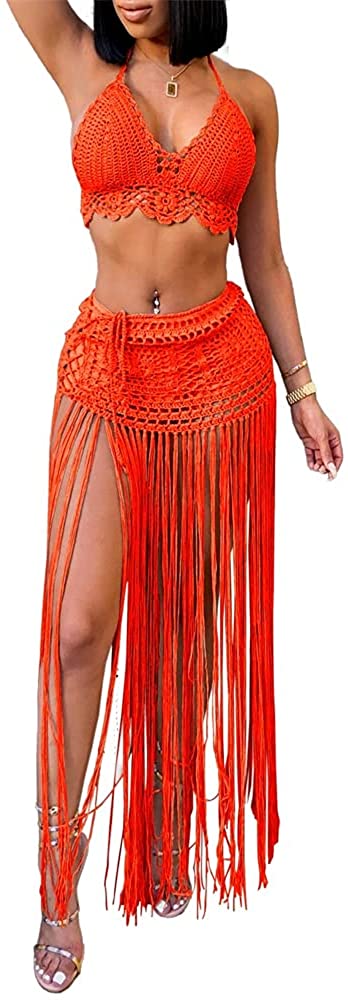 Price:$22.99 Women's Cover Up Fringe Crochet Sexy Mesh Dress Bathing Bikini Backless Sleeveless Swimsuit Summer Beach Suits at Amazon Women’s Clothing store