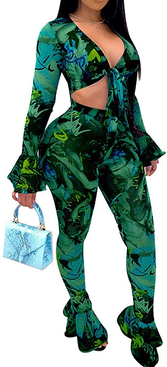 Price:$30.99 Piece See Through Jumpsuit for Women - Long Sleeve Sheer Mesh Crop Tops See Through Bodycon Flared Pants Set Jumpsuit : Clothing, Shoes & Jewelry