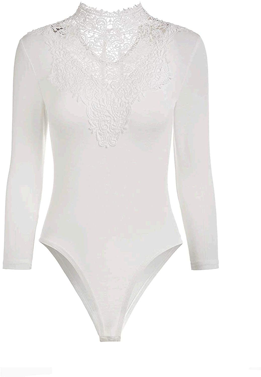 Price:$16.99 Womens Pretty Fringed Stretchy Floral Lace High Neck Leotard Bodysuit Clubwear : Clothing, Shoes & Jewelry
