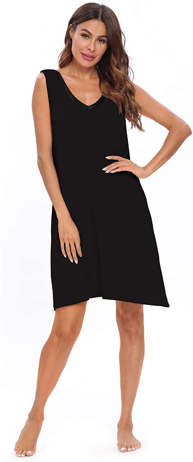 Price:$18.94 Women's Pajamas Sleeveless Nightgowns Lightweight Sleepwear Plus Size Sleep Dress V Neck Sleepshirt S-4XL at Amazon Women’s Clothing store