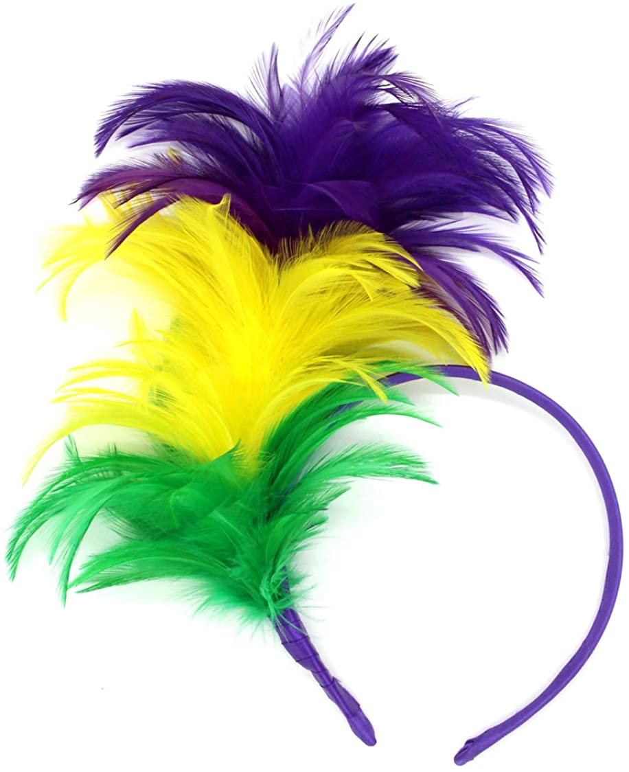 Price:$15.99 1920s Fascinator with Feathers Headband for Women Kentucky Derby Wedding Tea Party Headwear (Mardi Gras Purple) at Amazon Women’s Clothing store