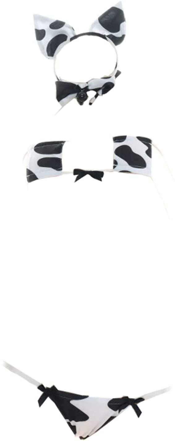 Price:$15.99 Cow Cosplay Extreme Bikini Top and Micro Thong Sets with Neck Collar: Clothing, Shoes & Jewelry