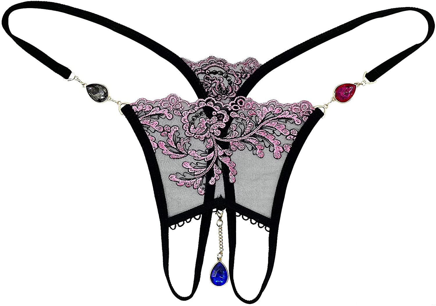 Price:$5.99 Exotic Sexy Thong, Female Low Waist Underwear, Crotchless Hollow Temptation Pants, Jewelry Embroidered Panty for Fun and Couples Pleasure Black : Clothing, Shoes & Jewelry
