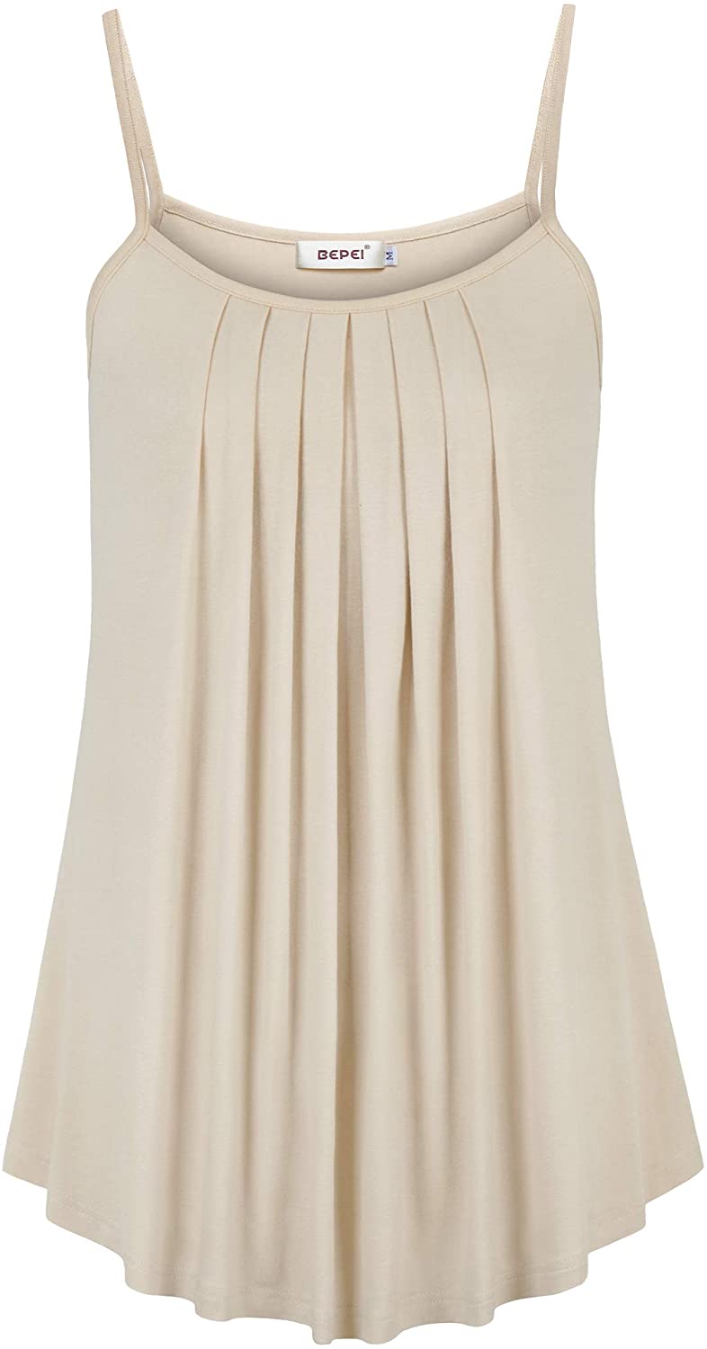 Price:$15.99 Women Loose Casual Summer Pleated Flowy Sleeveless Camisole Tank Tops at Amazon Women’s Clothing store
