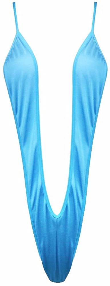Price:$12.95 Women's Sling Shot One Piece Bikini Monokini Swimwear Swimsuit Bodysuit Blue One Size at Amazon Women’s Clothing store