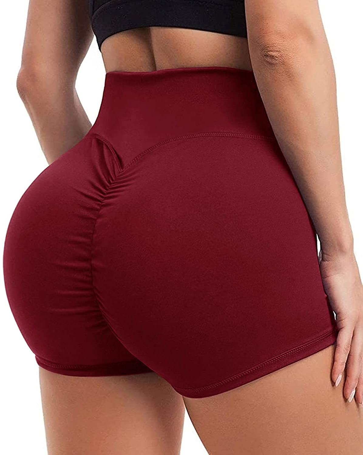 Price:$9.99 Scrunch Shorts for Women Yoga Ruched Gym Workout High Waist Shorts Butt Lifting Hot Pants at Amazon Women’s Clothing store