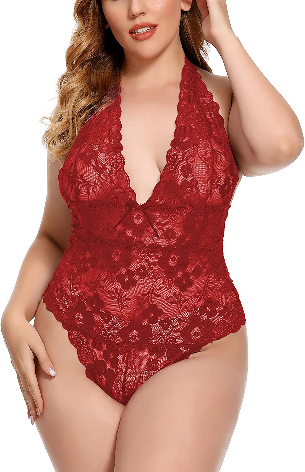 Price:$9.99 One Piece Teddy Lingerie, Lace Mini Bodysuit Nightwear Plus Size: Clothing, Shoes & Jewelry