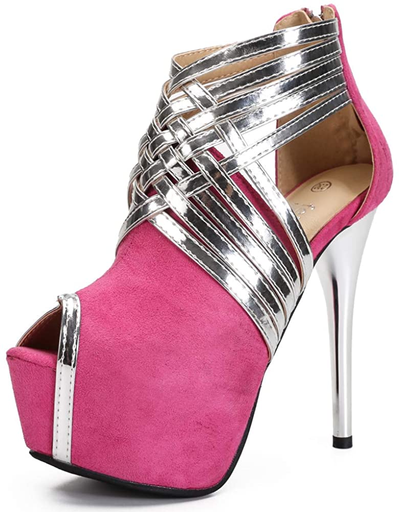 Price:$26.58 Sexy Strappy High Heels Platform Peep-Toe Stiletto Dress Sandals | Heeled Sandals