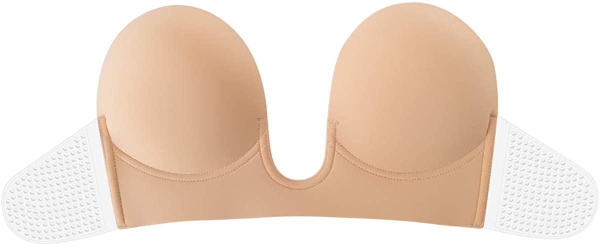 Price:$23.99 Bra,Self-Women Invisible Nippleless Covers, Push up Reusable Breathable Sticky Bras (B, Beige) at Amazon Women’s Clothing store