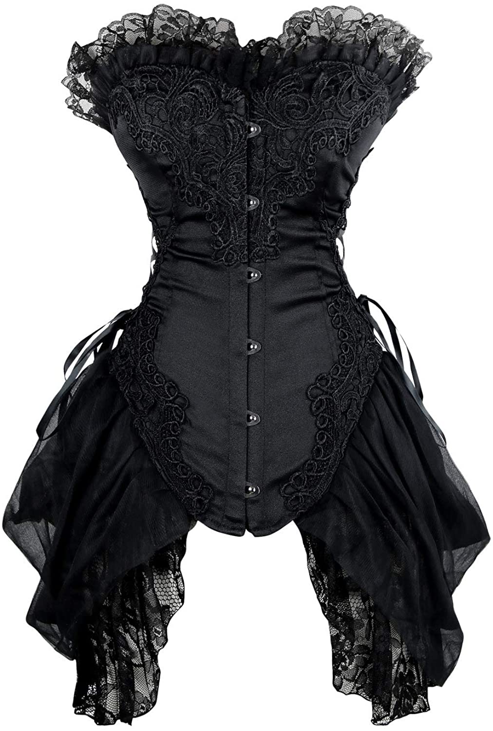 Price:$48.99 Women's Sexy Strapless Floral Embroidery Gothic Corset with Lace Skirt at Amazon Women’s Clothing store