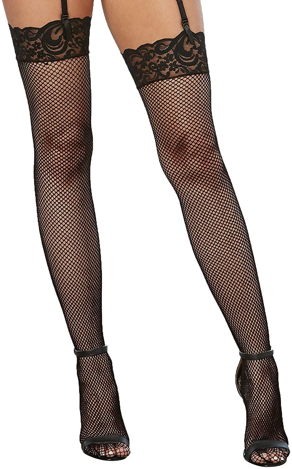 Price:$7.47 Women's Lace Top Fishnet Thigh-High Stockings, Black, One Size: Fishnet Stockings: Clothing, Shoes & Jewelry