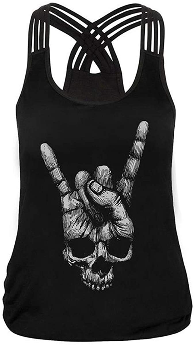 Price:$14.94 Skull Print Punk Rock Gothic Shirt Short Sleeve Blouse Tank Tops Size S-5XL : Clothing, Shoes & Jewelry