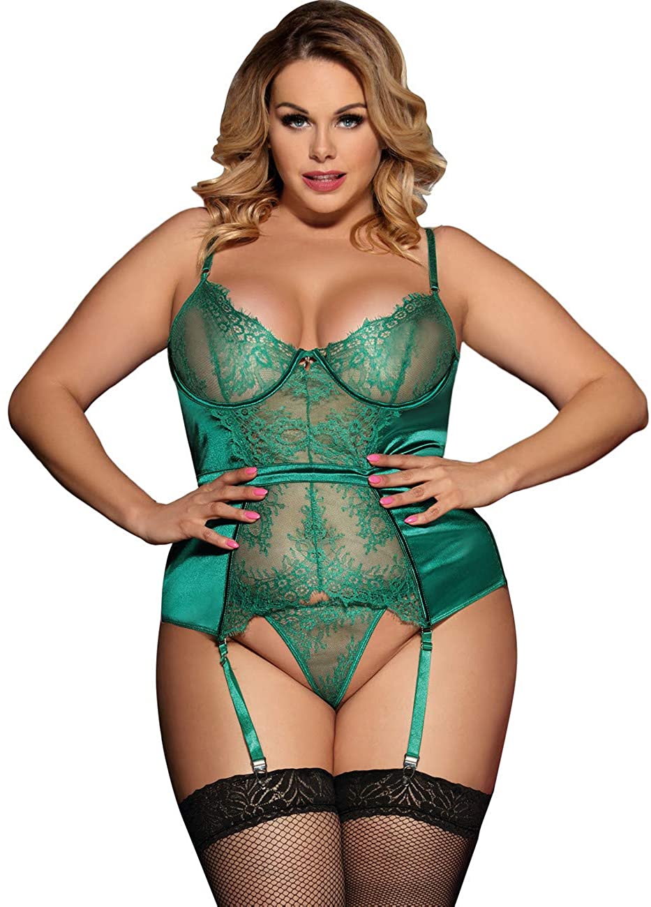 Price:$9.99 Women Sexy Plus Size Push up Cup Lace Teddy Lingerie Lace Babydoll Mini Bodysuit at Amazon Women’s Clothing store