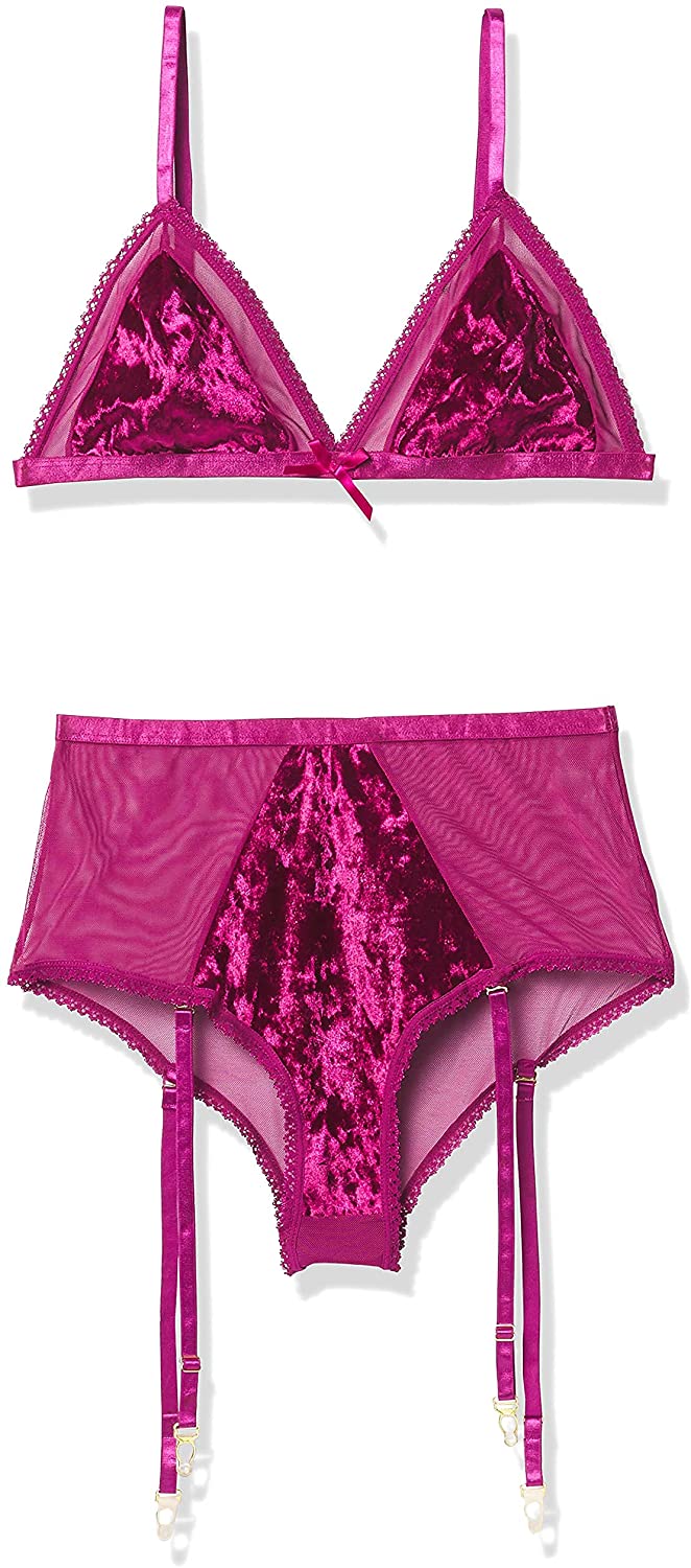Price:$42.99 Kinky Velvet Bra and Panty Sexy Lingerie Set for Women Velvet Lingerie Deep-V Teddy Set -: Clothing, Shoes & Jewelry