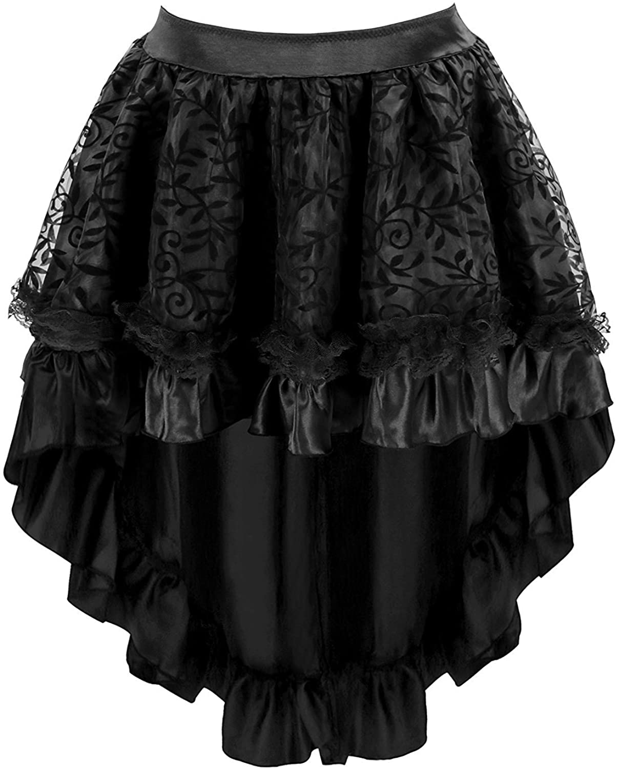 Price:$2.99 Women's Lace Steampunk Gothic Vintage Satin High Low Midi Skirt with Zipper at Amazon Women’s Clothing store