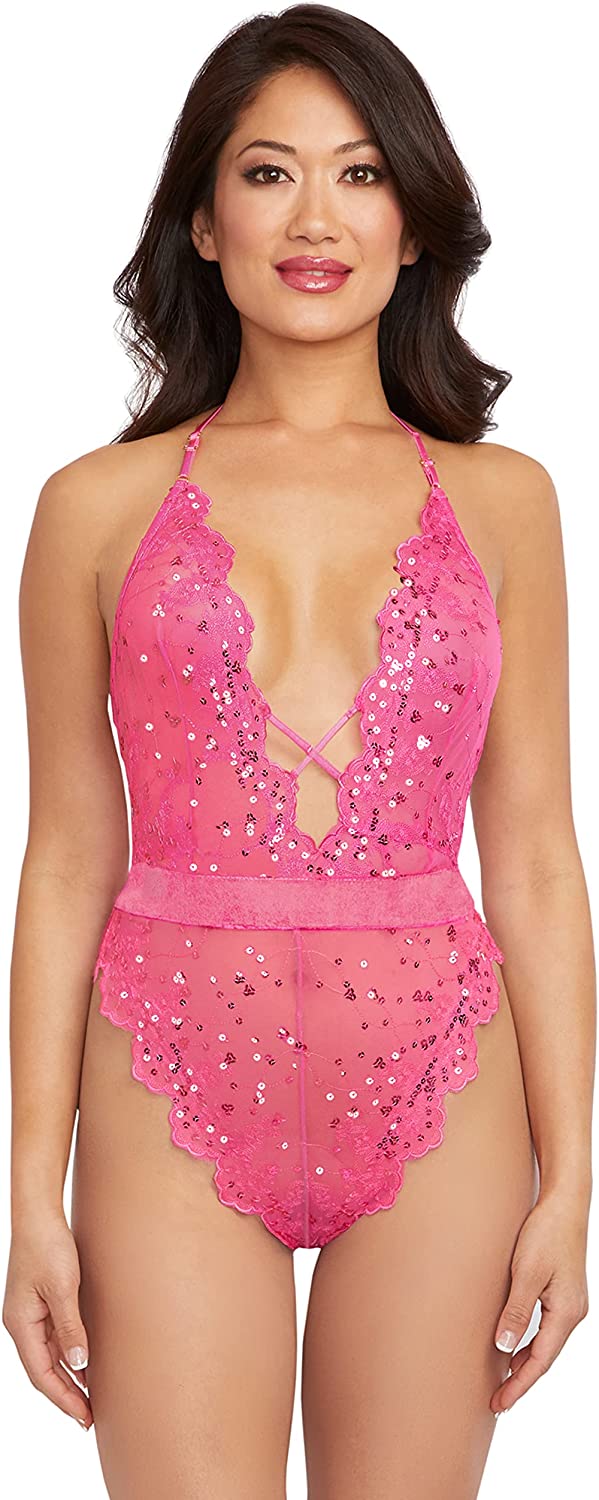 Price:$28.20 womens Sequin Embroidered Teddy: Clothing, Shoes & Jewelry