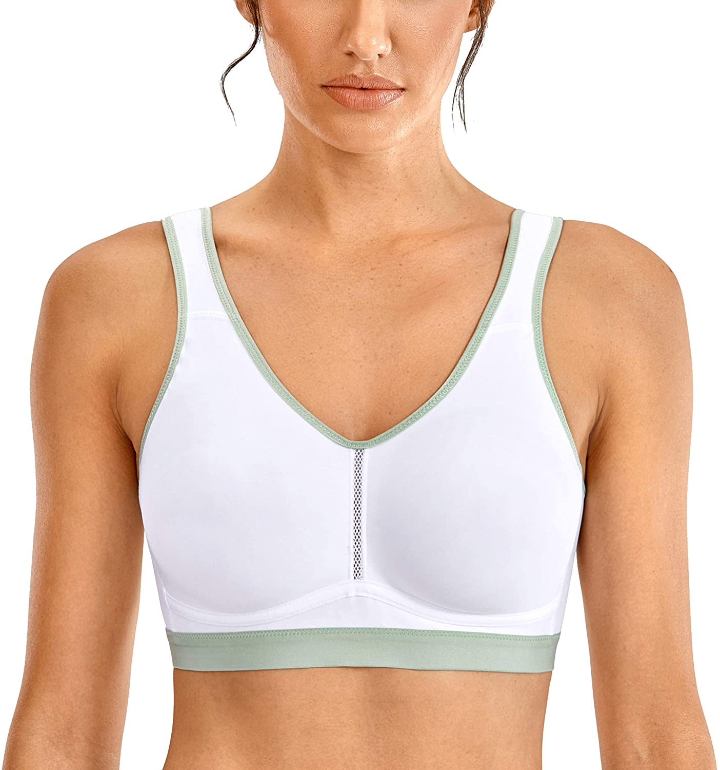 Price:$18.00 Comfort Support Medium Impact Sports Bras for Women Lightweight Wireless Workout Bra at Amazon Women’s Clothing store