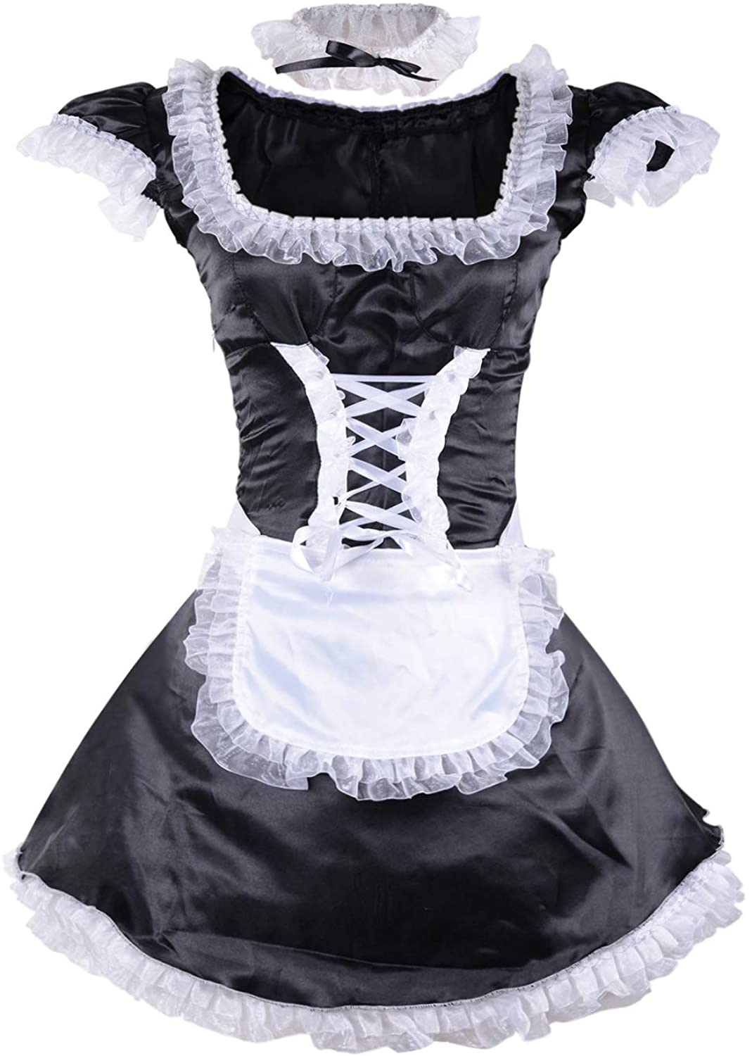 Price:$26.00 of East French Maid Costume Sexy Women's Halloween Cleaning Service Maiden Dress Apron Necklace: Clothing, Shoes & Jewelry