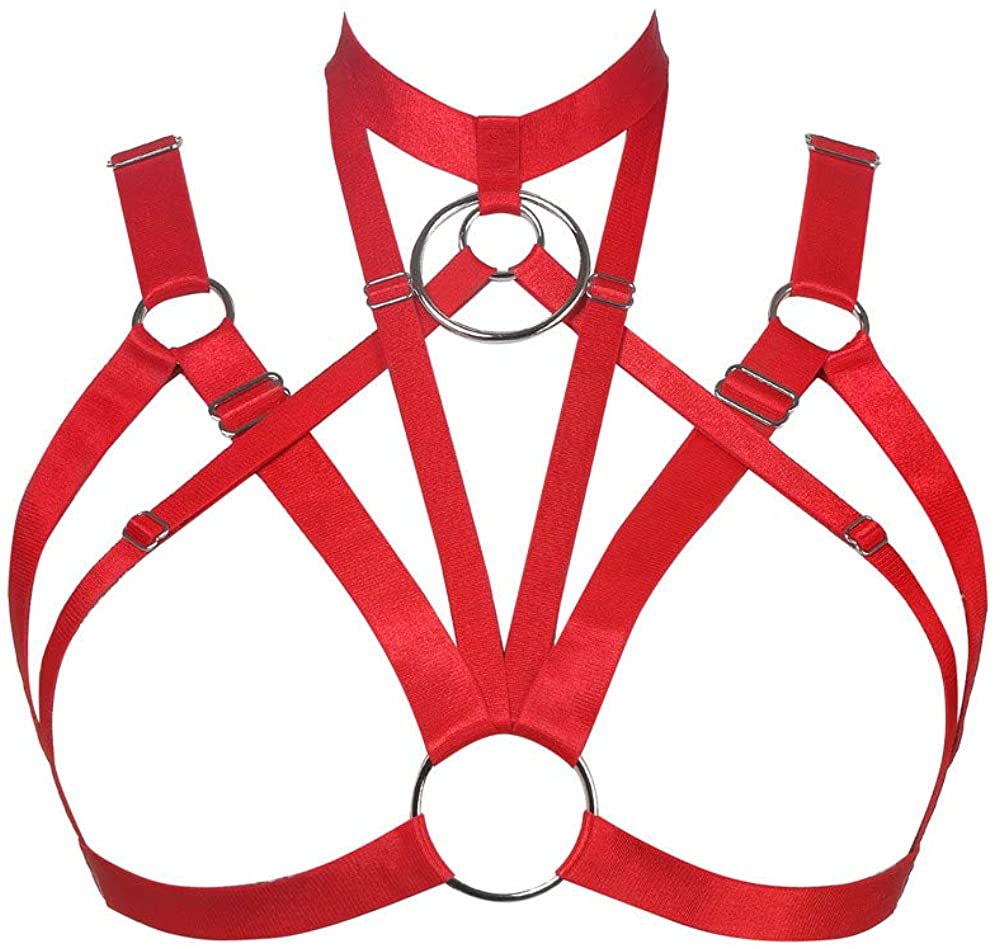 Price:$13.76 Body Chest Harness Lingerie Bra Strappy Cage Sexy Bondaged Hollow Out Cross Elastic Cupless Dance Apparel BDSM Toys Belts Adjustable Gothic Punk Wear Elastic Costume Accessories (red 97) : Clothing, Shoes & Jewelry