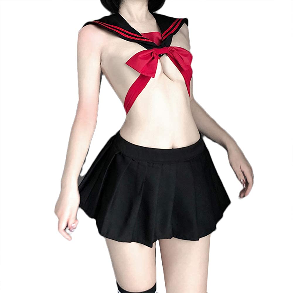 Price:$18.99 Sexy School Girl Outfit Bow Tie Lingerie Anime Schoolgirl Cosplay Costumes Unwrap Me Bikini Sailor Uniform : Clothing, Shoes & Jewelry