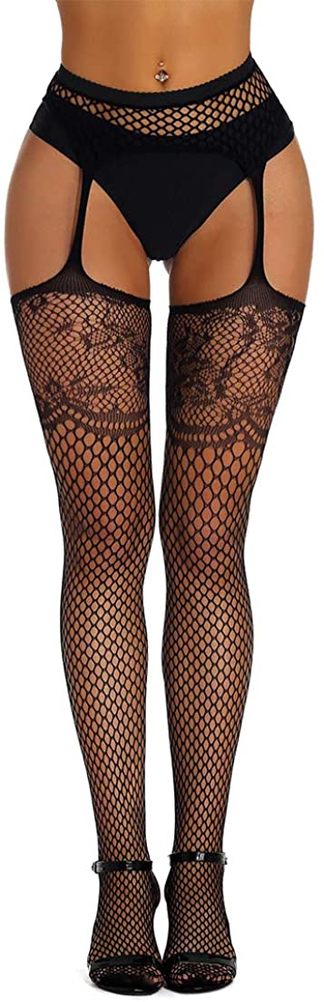 Price:$7.99 Size Fishnet Stockings, Fishnet Tights Thigh High Stockings Pantyhose for Women (Black5) at Amazon Women’s Clothing store
