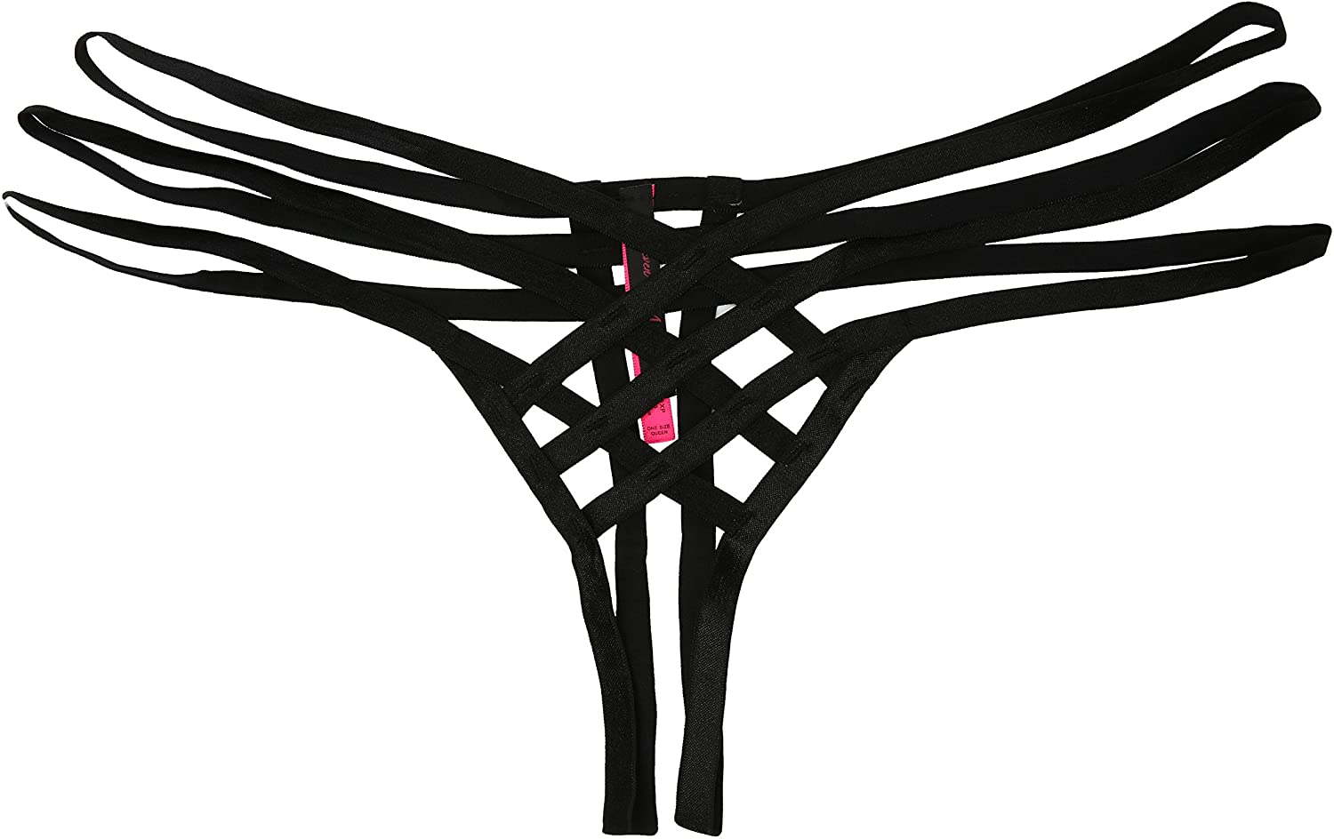 Price:$6.99 Til Midnight Women's Plus-Size Queen Size Strap Me In Thong, Black, One Size: Clothing, Shoes & Jewelry