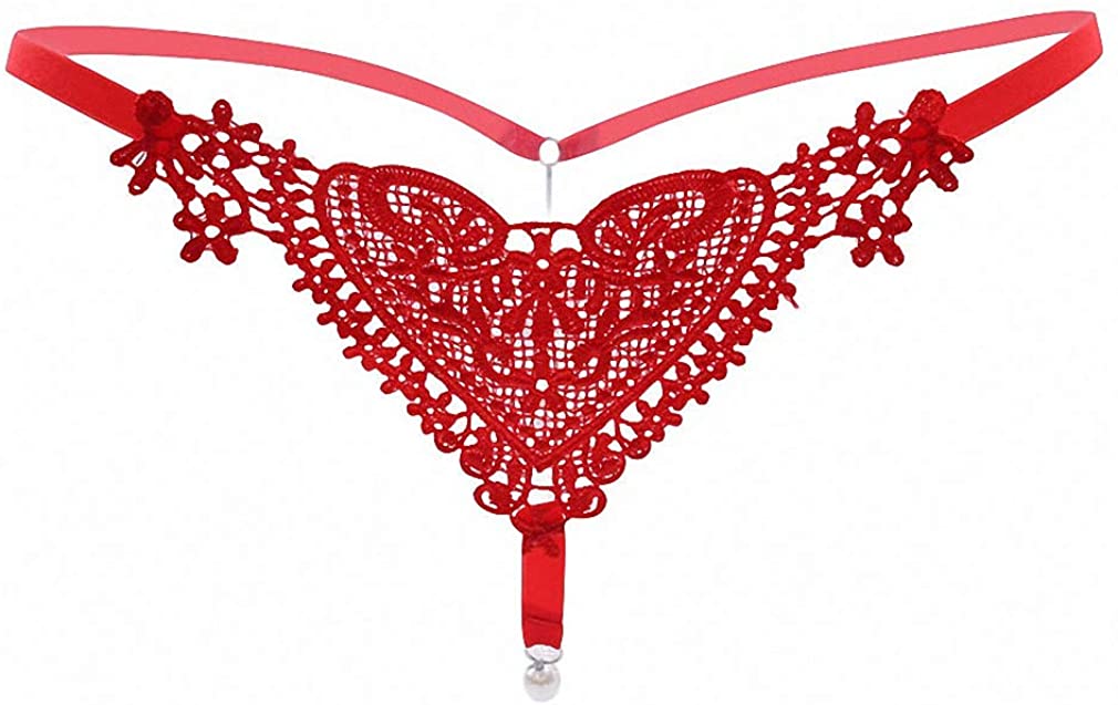 Price:$9.58 Thongs and G Strings with Pearls Lace Hollow Briefs Transparent Panties Red : Clothing, Shoes & Jewelry