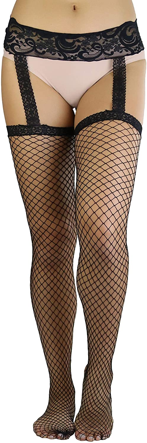 Price:$17.95 Women's Fishnet Backseam Garterbelt Stockings - Black - OS at Amazon Women’s Clothing store