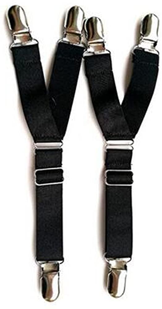 Price:$8.99 Pair Adjustable Elastic Y-style Stocking Clip Suspender Garter Belt Straps Shirt Sock Stays Holder with Metal Clasp (Black) at Amazon Men’s Clothing store
