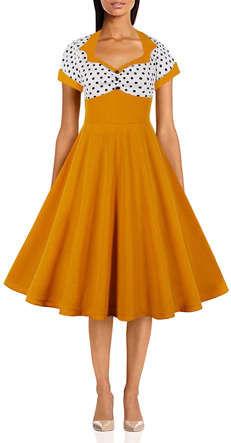Price:$35.99 Women's Polka Dot Retro Vintage Style Cocktail Party Swing Dress at Amazon Women’s Clothing store