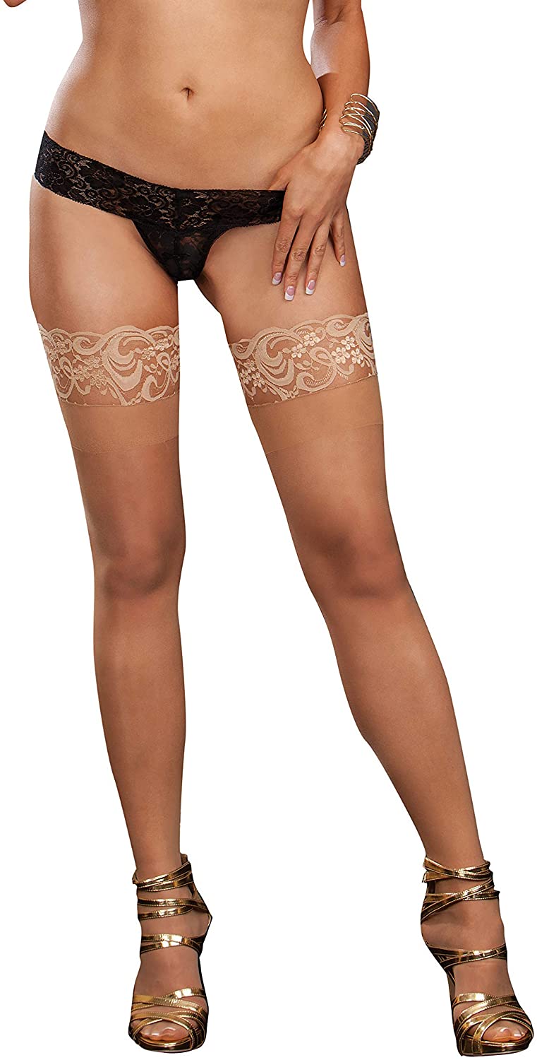Price:$12.00 Stay Up Thigh High with Lace Top, Nude One Size Queen/Plus: Medical Support Hose And Socks: Clothing, Shoes & Jewelry